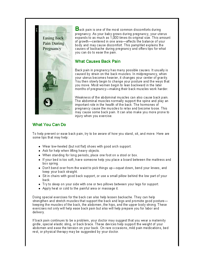 Easing Back Pain During Pregnancy